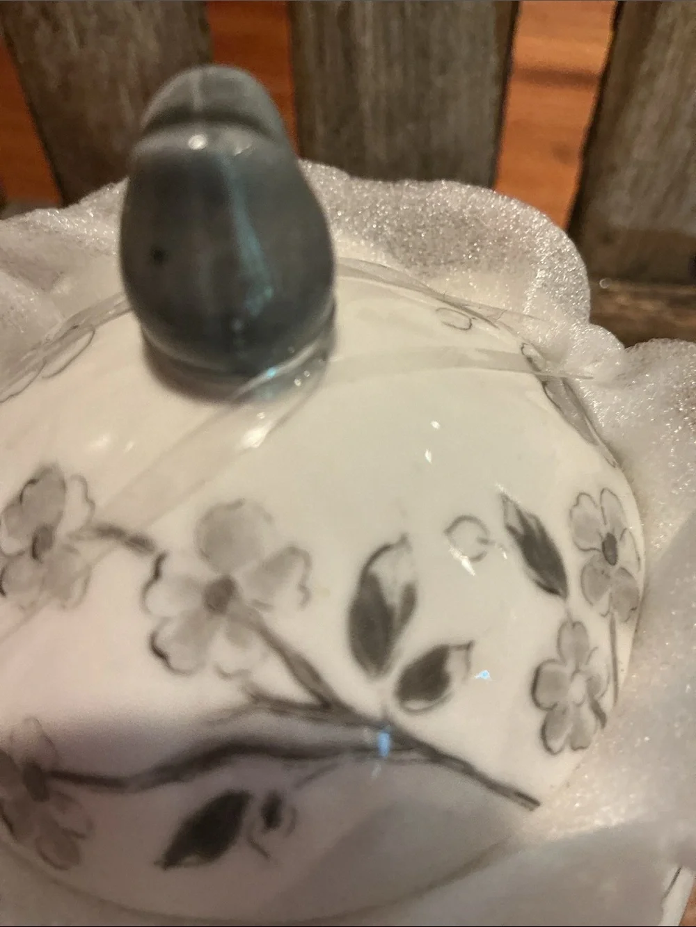 Gray Bird and Branch Cream and Sugar Set